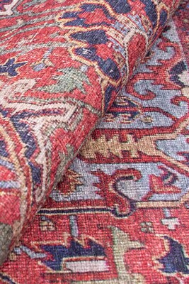 Outlet 210x210 Daire Blues Vintage Desenli Dokuma Taban Dekoratif Bordo Halı AL-162 - 6