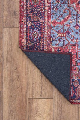 Outlet 210x210 Daire Blues Vintage Desenli Dokuma Taban Dekoratif Bordo Halı AL-162 - 5