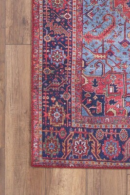 Outlet 210x210 Daire Blues Vintage Desenli Dokuma Taban Dekoratif Bordo Halı AL-162 - 3