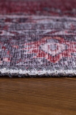 Outlet 210x210 Daire Blues Vintage Desenli Dokuma Taban Dekoratif Kırmızı Halı AL-94 - 6