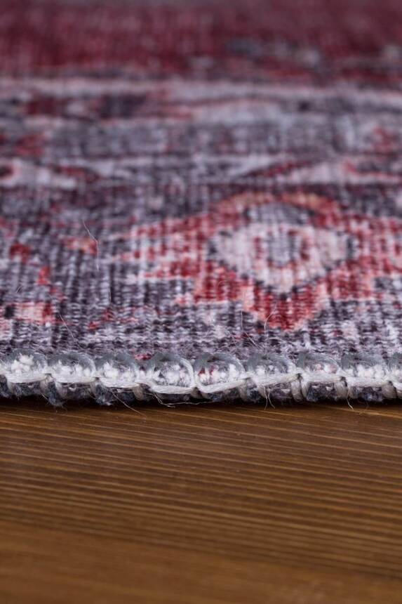 Outlet 210x210 Daire Blues Vintage Desenli Dokuma Taban Dekoratif Kırmızı Halı AL-94 - 6
