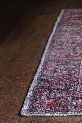 Outlet 210x210 Daire Blues Vintage Desenli Dokuma Taban Dekoratif Kırmızı Halı AL-94 - 5
