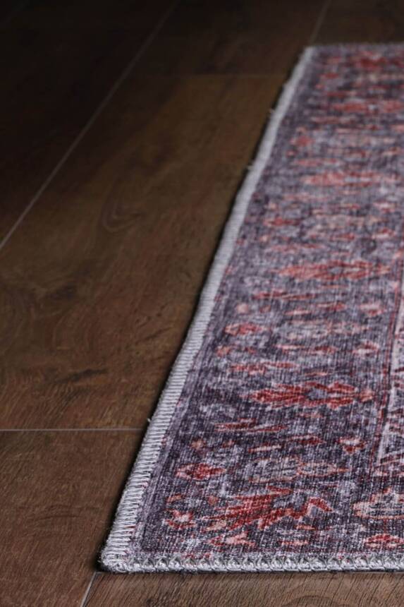 Outlet 210x210 Daire Blues Vintage Desenli Dokuma Taban Dekoratif Kırmızı Halı AL-94 - 5