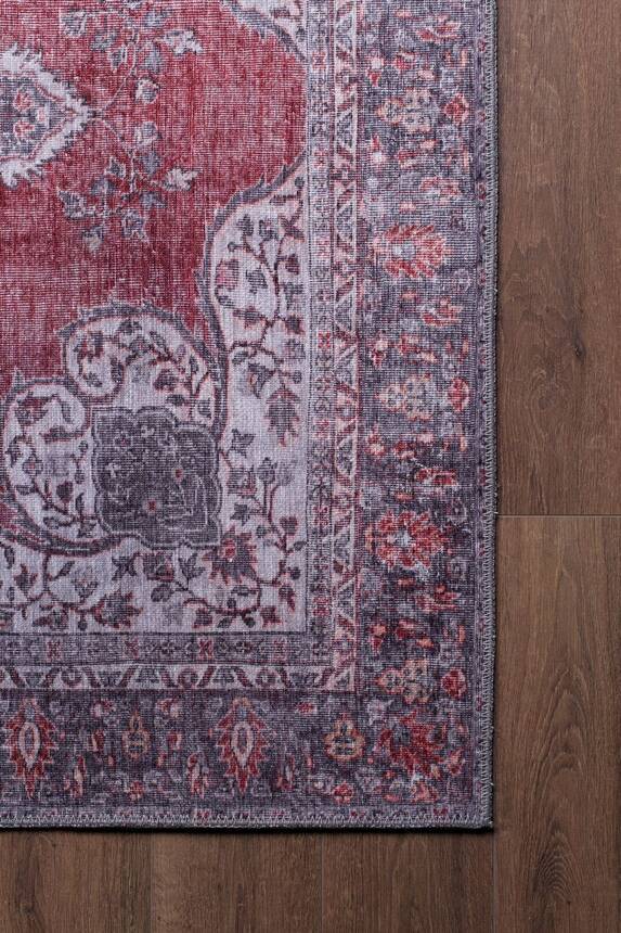 Outlet 210x210 Daire Blues Vintage Desenli Dokuma Taban Dekoratif Kırmızı Halı AL-94 - 2