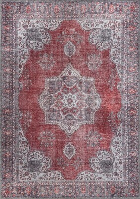 Outlet 210x210 Daire Blues Vintage Desenli Dokuma Taban Dekoratif Kırmızı Halı AL-94 - 1
