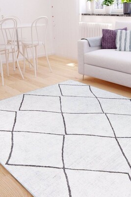 Outlet 210x210 Daire Soul Etnik Desenli Dokuma Taban Dekoratif Beyaz Halı AL-338 - 1