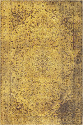 Outlet 210x210 Kare Blues Vintage Desenli Dokuma Taban Dekoratif Sarı Halı AL-24 - 2