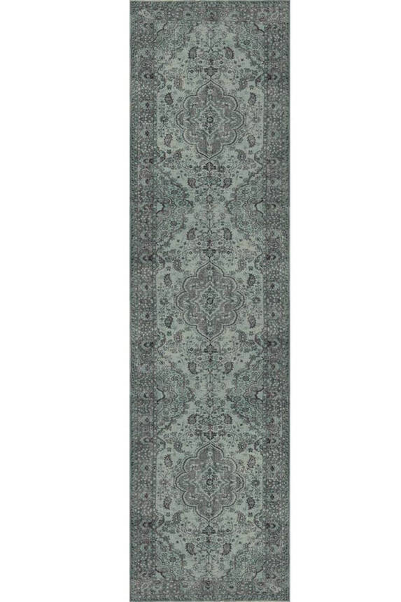 Outlet 210x210 Kare Blues Vintage Desenli Dokuma Taban Dekoratif Yeşil Halı AL-139 - 8