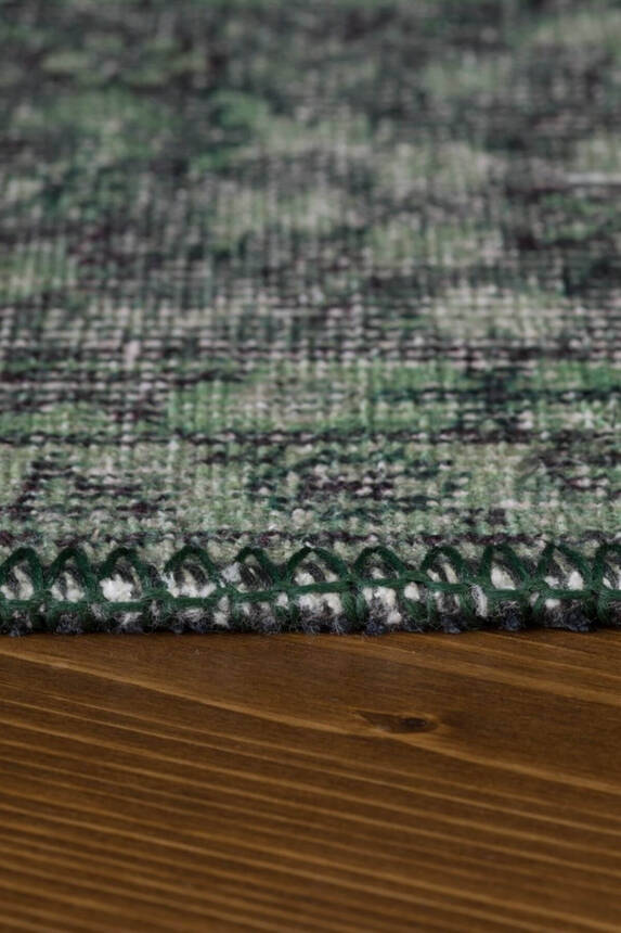 Outlet 210x210 Kare Blues Vintage Desenli Dokuma Taban Dekoratif Yeşil Halı AL-139 - 7