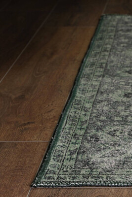 Outlet 210x210 Kare Blues Vintage Desenli Dokuma Taban Dekoratif Yeşil Halı AL-139 - 6