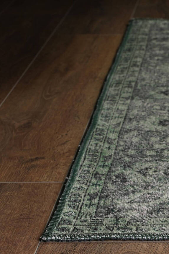 Outlet 210x210 Kare Blues Vintage Desenli Dokuma Taban Dekoratif Yeşil Halı AL-139 - 6