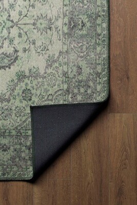 Outlet 210x210 Kare Blues Vintage Desenli Dokuma Taban Dekoratif Yeşil Halı AL-139 - 5