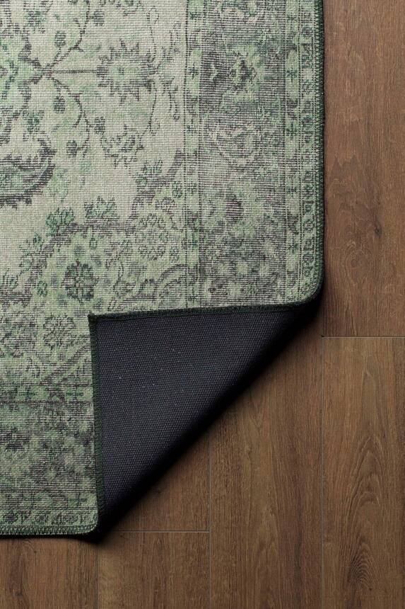 Outlet 210x210 Kare Blues Vintage Desenli Dokuma Taban Dekoratif Yeşil Halı AL-139 - 5