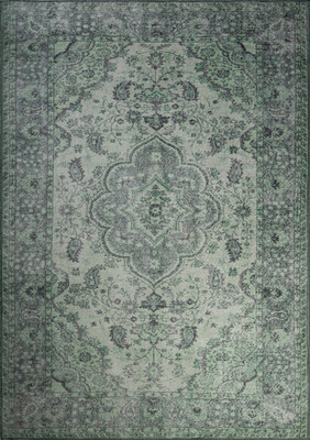 Outlet 210x210 Kare Blues Vintage Desenli Dokuma Taban Dekoratif Yeşil Halı AL-139 - 2