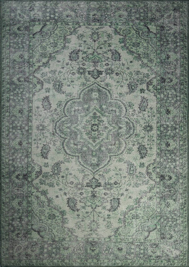 Outlet 210x210 Kare Blues Vintage Desenli Dokuma Taban Dekoratif Yeşil Halı AL-139 - 2