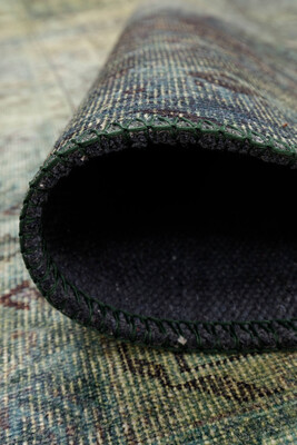 Outlet 210x210 Kare Blues Vintage Desenli Dokuma Taban Dekoratif Yeşil Halı AL-23 - 4