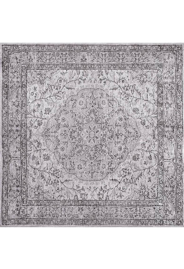 Outlet 210x210 Kare Dorian Eskitme Desenli Dokuma Taban Dekoratif Gri Halı AL-97 - 9