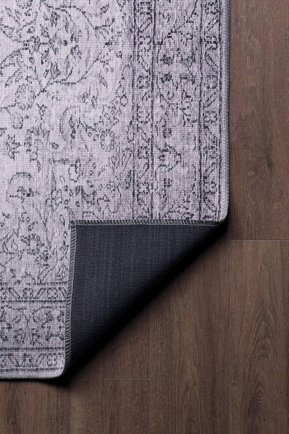 Outlet 210x210 Kare Dorian Eskitme Desenli Dokuma Taban Dekoratif Gri Halı AL-97 - 4