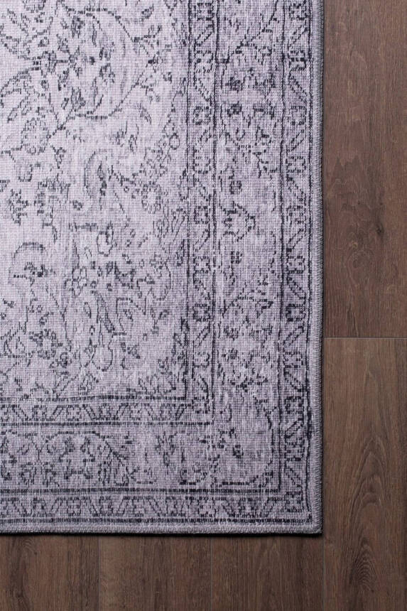 Outlet 210x210 Kare Dorian Eskitme Desenli Dokuma Taban Dekoratif Gri Halı AL-97 - 3