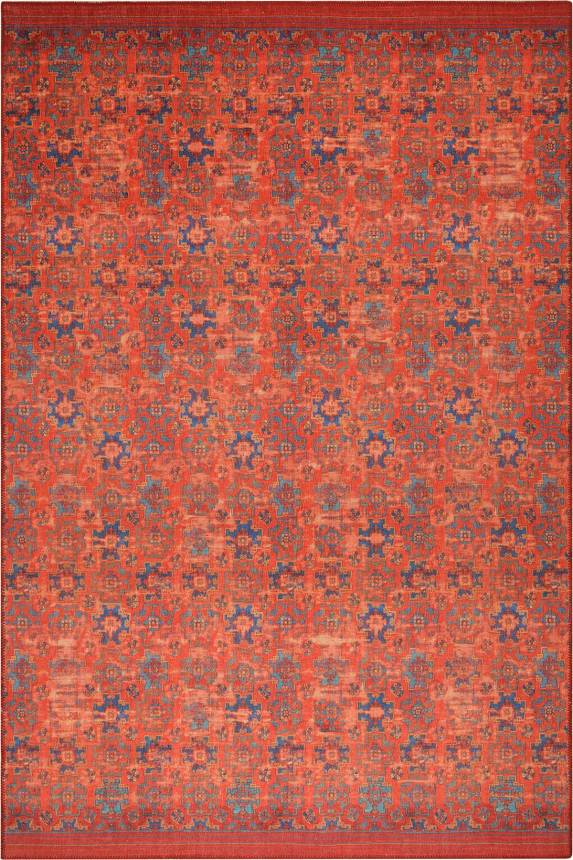 Outlet 210x210 Kare Dorian Eskitme Desenli Dokuma Taban Dekoratif Kırmızı Halı AL-227 - 2