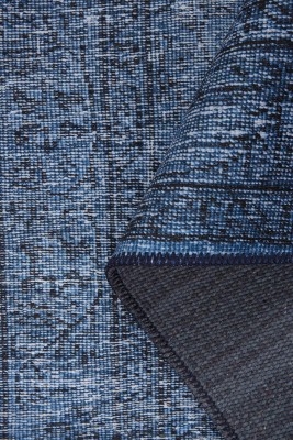 Outlet 210x210 Kare Dorian Eskitme Desenli Dokuma Taban Dekoratif Lacivert Halı AL-138 - 4