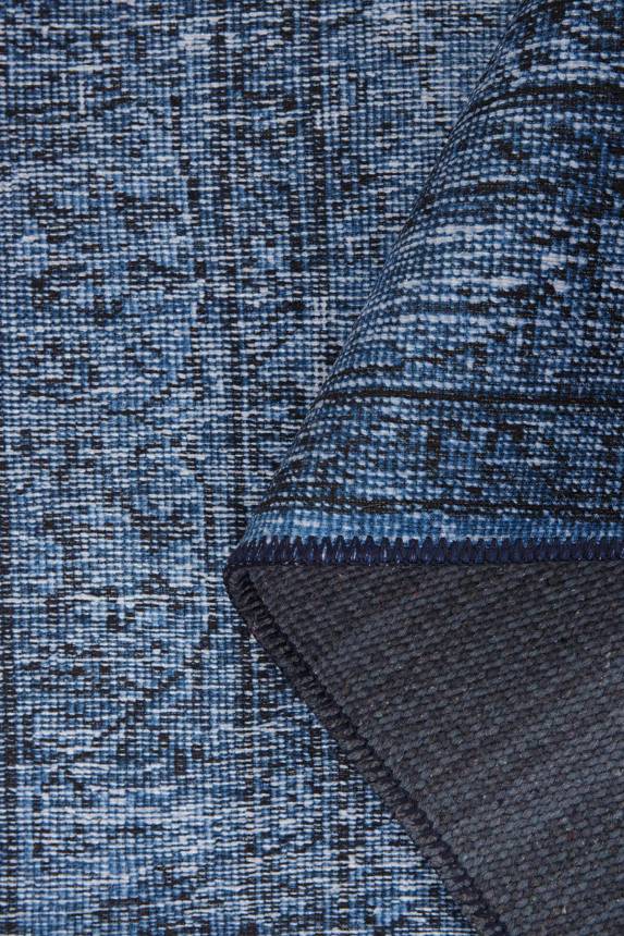 Outlet 210x210 Kare Dorian Eskitme Desenli Dokuma Taban Dekoratif Lacivert Halı AL-138 - 4