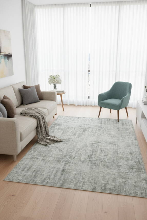 Outlet 210x210 Kare Dorian Eskitme Desenli Dokuma Taban Dekoratif Yeşil Halı AL-204 - 1