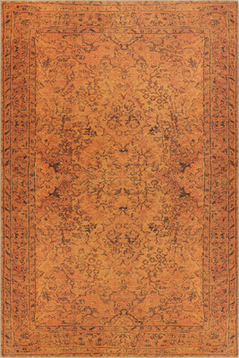 Outlet 210x210 Kare Folk Eskitme Desenli Dokuma Taban Dekoratif Hardal Sarısı Halı BA-15 - 2