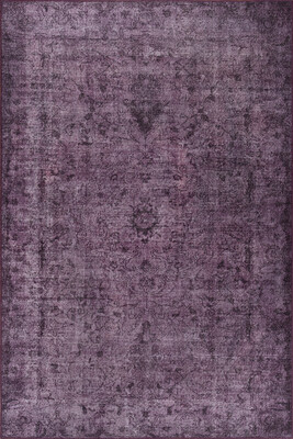 Outlet 210x210 Kare Folk Eskitme Desenli Dokuma Taban Dekoratif Mor Halı BA-28 - 2