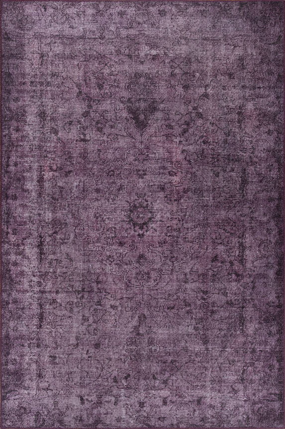 Outlet 210x210 Kare Folk Eskitme Desenli Dokuma Taban Dekoratif Mor Halı BA-28 - 2