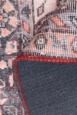 Outlet 210x210 Kare Folk Vintage Desenli Dokuma Taban Dekoratif Bordo Halı BA-14 - 5