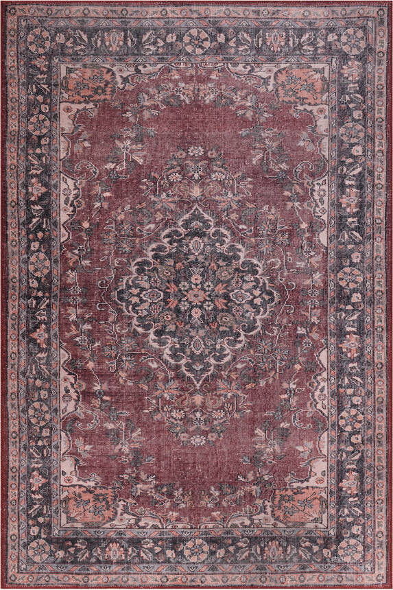 Outlet 210x210 Kare Folk Vintage Desenli Dokuma Taban Dekoratif Bordo Halı BA-14 - 2