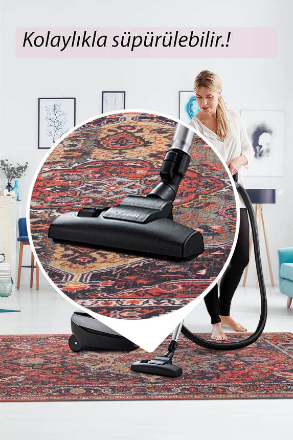 Outlet 210x210 Kare Folk Vintage Desenli Dokuma Taban Dekoratif Renkli Halı BA-07 - 7