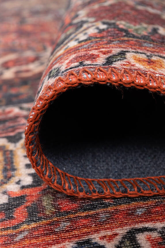 Outlet 210x210 Kare Folk Vintage Desenli Dokuma Taban Dekoratif Renkli Halı BA-07 - 5