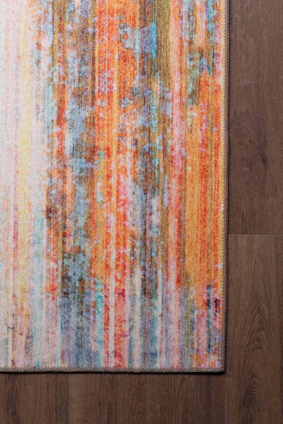 Outlet 210x210 Kare Funk Şönil Dokuma Pamuk Polyester Multi Halı AL-112 - 3