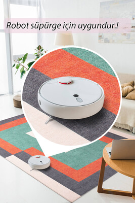 Outlet 210x210 Kare Funk Şönil Dokuma Pamuk Polyester Renkli Halı AL-400 - 6