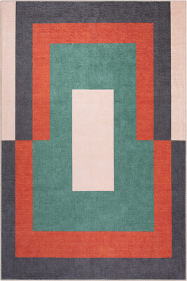 Outlet 210x210 Kare Funk Şönil Dokuma Pamuk Polyester Renkli Halı AL-400 - 2