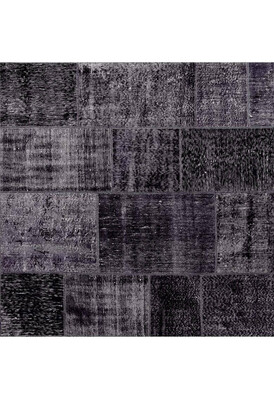 Outlet 210x210 Kare Jazz Patchwork Desenli Dokuma Taban Dekoratif Siyah Halı AL-81 - 11