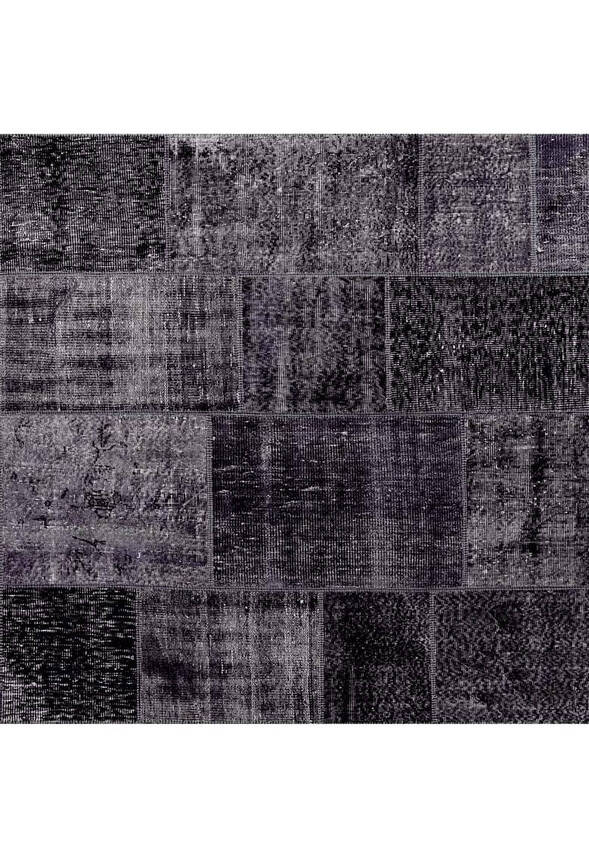 Outlet 210x210 Kare Jazz Patchwork Desenli Dokuma Taban Dekoratif Siyah Halı AL-81 - 11