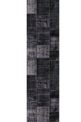 Outlet 210x210 Kare Jazz Patchwork Desenli Dokuma Taban Dekoratif Siyah Halı AL-81 - 9