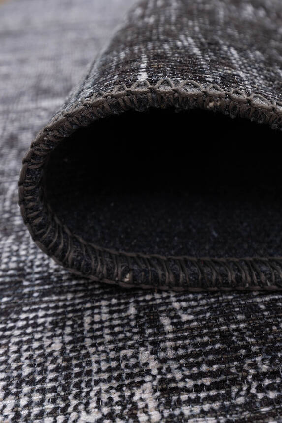 Outlet 210x210 Kare Jazz Patchwork Desenli Dokuma Taban Dekoratif Siyah Halı AL-81 - 4