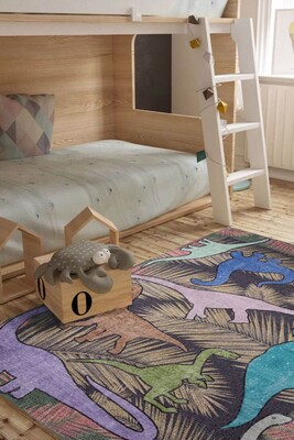 Outlet 210x210 Kare Minor Dokuma Taban Dekoratif Renkli Dinozorlu Çocuk Halısı AL-110 - 1
