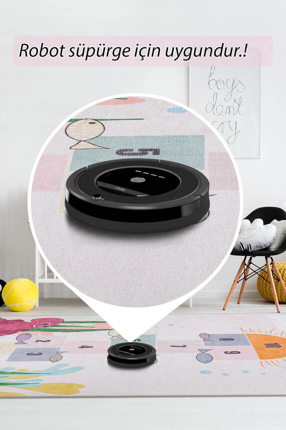Outlet 210x210 Kare Minor Dokuma Taban Dekoratif Renkli Seksek Desenli Çocuk Halısı AL-415 - 6