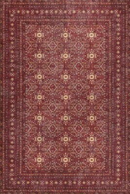 Outlet 210x210 Kare Relic Bordo Vintage Dokulu Geleneksel Desenli Dokuma Tabanlı Şönil Halı AL-477 - 2
