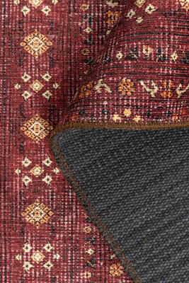 Outlet 210x210 Kare Relic Bordo Vintage Dokulu Geleneksel Desenli Dokuma Tabanlı Şönil Halı AL-477 - 5