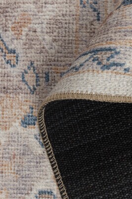 Outlet 210x210 Kare Relic Krem Vintage Dokulu Klasik Desenli Dokuma Tabanlı Şönil Halı AL-512 - 5