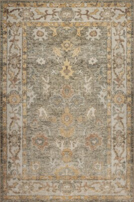 Outlet 210x210 Kare Relic Yeşil Vintage Dokulu Klasik Desenli Dokuma Tabanlı Şönil Halı AL-515 - 2