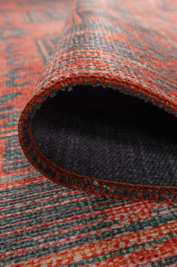 Outlet 210x210 Kare Soul Etnik Desenli Dokuma Taban Dekoratif Kırmızı Halı AL-432 - 4