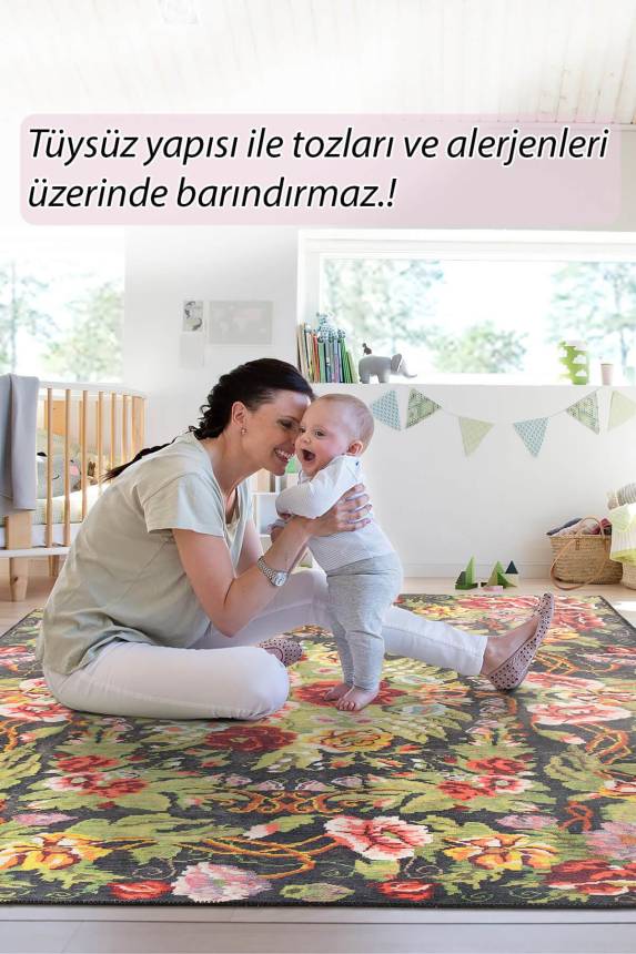 Outlet 210x210 Kare Soul Etnik Karabağ Desenli Dokuma Taban Dekoratif Renkli Halı AL-31 - 7