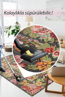 Outlet 210x210 Kare Soul Etnik Karabağ Desenli Dokuma Taban Dekoratif Renkli Halı AL-31 - 6